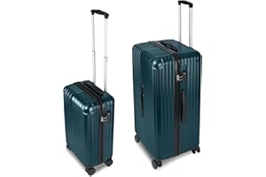 WireHot Carry-on 20 Inch and 28 Inch Square Thickened ABS+PC Hard Shell luggage, 2-Piece Suitcase Set with TSA Lock & Dual Zipper Mesh Inner Layer Design, Teal Blue