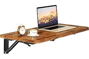 IBUYKE Wall Mounted Folding Table, Floating Wall Desk for Small Spaces, Fold Down Laundry Shelf with Heavy-Duty Brackets, Wal