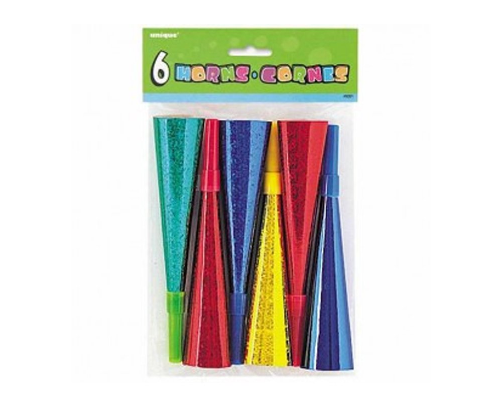 Assorted Color Prismatic Party Horns - 6 Pieces - Fun Party Supplies and Accessories, Perfect for Festive Celebrations