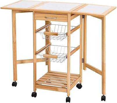 Amazon Com Picotech Kitchen Island Rolling Cart Trolley Pine