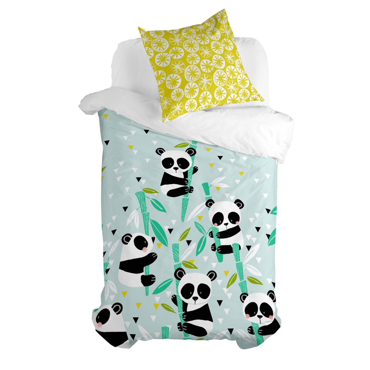 HappyFriday Moshi Moshi Panda Garden Blue Blue Duvet Cover Set 80 Bed 2 Pieces
