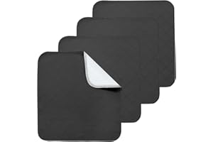 MAGIK & KOVER Waterproof Chair Pads for Incontinence, 4 Pack Reusable Seat Protector Pads 22" x 21", Washable Chair Protector Seat Cover, Non-Slip Absorbent Incontinence Pad for Bed, Wheelchair, Kid & Pet - Black