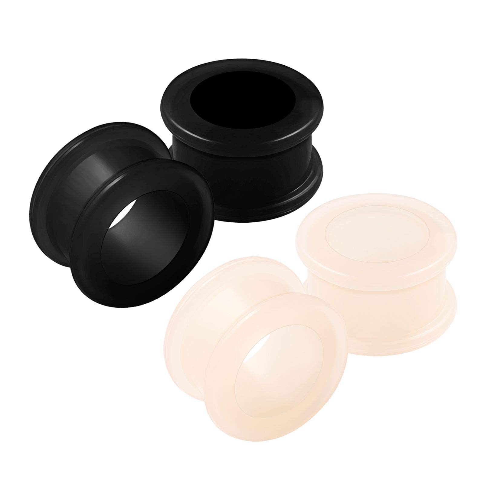 KJM FASHION 4 x Silicone Ear Stretcher Stretcher Ear Stretcher Black Silicone Ear Stretcher, Silicone