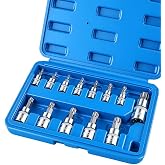 Gickbusus 13-Piece Torx Bit Socket Set, T8-T60 Star Bit Sockets | S2 Steel And CR-V Construction with 1/4", 3/8", 1/2" Drive for Automotive And Equipment Repair