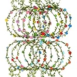 eBoot 15 Pieces Assorted Colored Flower Crown Wreath Headband Garland Headbands for Festival Party Vacation
