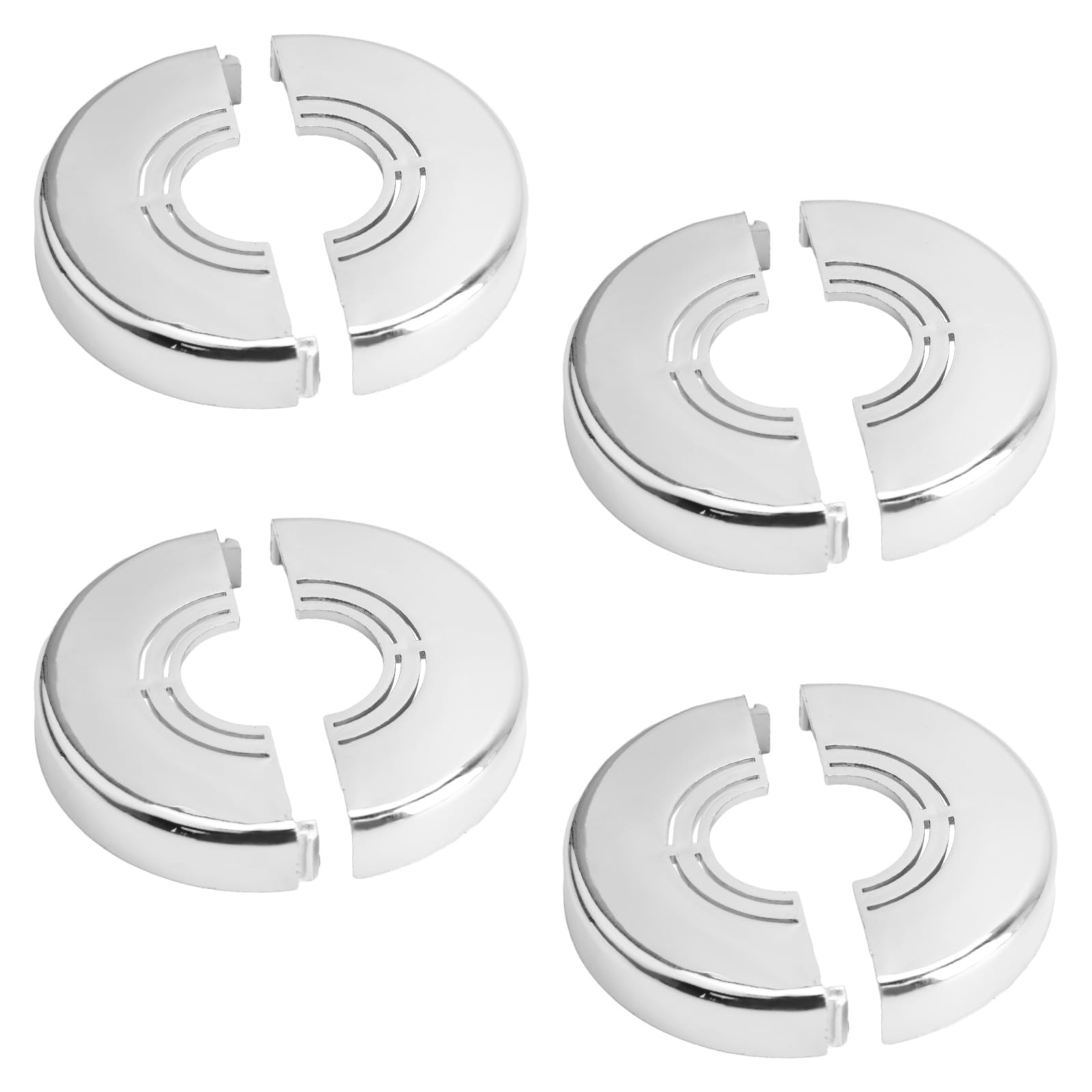 UFURMATE Pipe Cover 4Pcs Plastic Round Wall Pipe Cover for Bathroom Silver Pipe Collar Cover Decoration Adjustable Wall-mounted Radiator Escutcheon Easy Installation Water Pipe Drain Line Cover