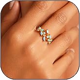 rgwtgkyh Boho Turquoise Rings for Women 14k Gold Plated Non Tarnish Adjustable Open Leaf Wrap Thumb Knuckle Ring Bohemian Western Country Jewelry Gift