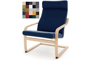 Vepping Lude Multi Colored Armchair Replacement Cover, Fits IKEA Poäng Armchair, Cushion not Included (Cushion Design 1, Velvet - Blue)