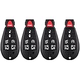 ECCPP 4X 6 Buttons Uncut Keyless Entry Remote Control Car Key Fob Shell Case 08-14 for Jeep for Grand for Cherokee for VW for Routan for Dodge for Journey for Chrysler 300 05026198AD