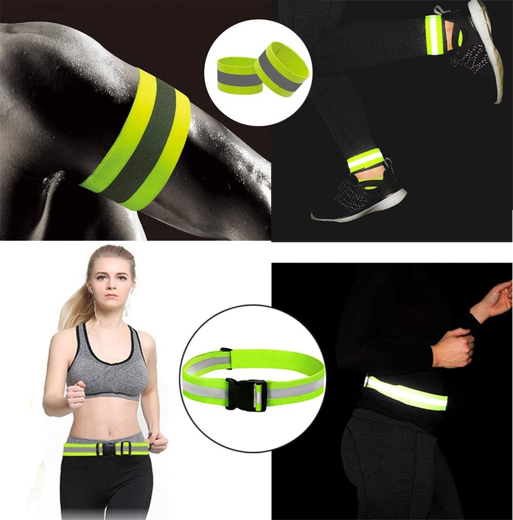 Reflective Vest, Reflective Glow Belt with 2Pack Reflector Armbands, Adjustable Elastic Safety Vest Outdoor Reflective Belt High Visibility, Ultralight & Comfy for Running, Jogging, Walking, Cycling, : Sports & Outdoors