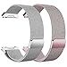 hooroor Compatible Sport Loop Bands Replacement for Fitbit Ionic Smart Watch, Breathable Comfortable Adjustable Closure Wrist Milanese Wristbands Straps Women Men 2 Pack (Silver+Rose Pink, Small)