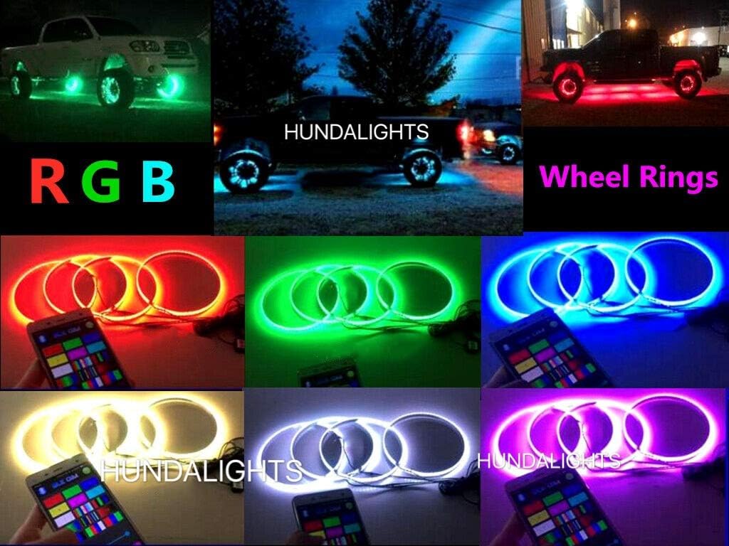 4PC 12.5''-15.5" Shift Changing RGB Wheel Ring Rim Lights for Truck IP68 Waterproof Vehicle Kit Light up Tires for…