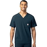 Carhartt Cross-Flex Men's Chest Pocket V-Neck Scrub Top - Black, M