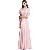 Ever-Pretty Women's Summer Short Sleeve Chiffon Empire Waist Floor Length Formal Bridesmaid Dress Mother of Bride Dresses