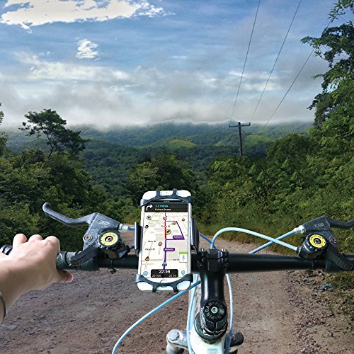 OHLPRO Bike Phone Mount,Bicycle Cell Phone Holder Universal Motorcycle Handlebar Rack with 360° Rotation Adjustable Anti Shake Silicone Bands Cycling for iPhone Samsung All 4.0"-6.0" Phones Black