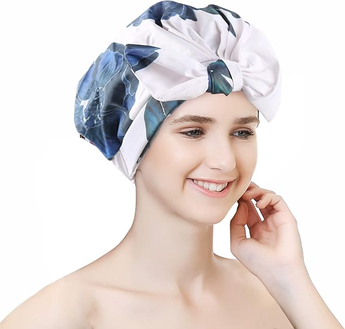 Sent Hair Shower Cap for Women Reusable Waterproof Bath Cap for Long