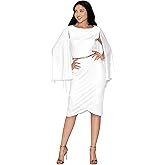 KOH KOH Womens Cape Long Sleeve Round Neck Cocktail with Leather Belt Mini Dress