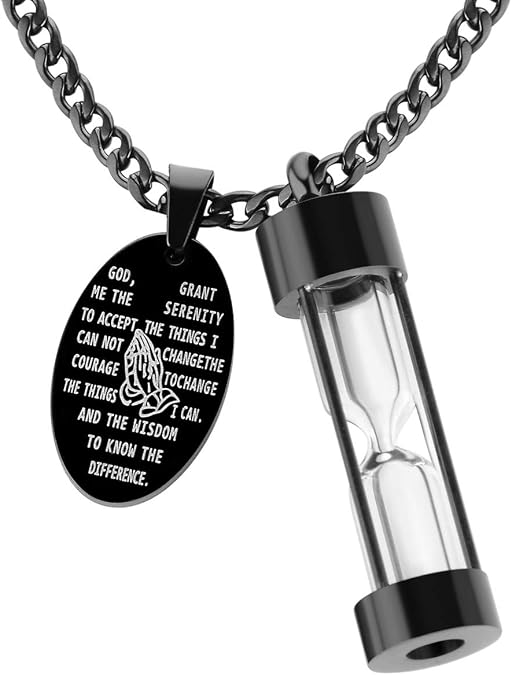 God Grant Me The Serenity Quote Hourglass Urn Necklace for
