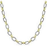 Mytys Two-Tone Cable Chain Necklace - Designer Inspired Twisted Rope Oval Link Statement Necklace, Gold Silver Plated Fashion Necklace for Women