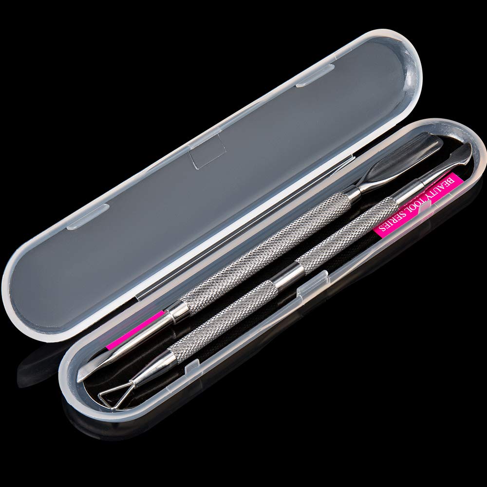 2PCS Cuticle Pusher and Cutter Set, Triangle Cuticle Nail Pusher Peeler Scraper, Professional Grade Stainless Steel Cuticle Remover, Durable Pedicure Manicure Tools for Fingernails Toenails by NANTuYo: Beauty