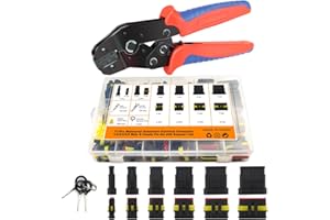 YMYP 711Pcs 43 Sets Waterproof Automotive Wire Connectors with Ratchet Open Crimping Tool - 1/2/3/4/5/6 Pin Connectors Male and Female for Cars Motorcycles & Boats - 22-16 AWG