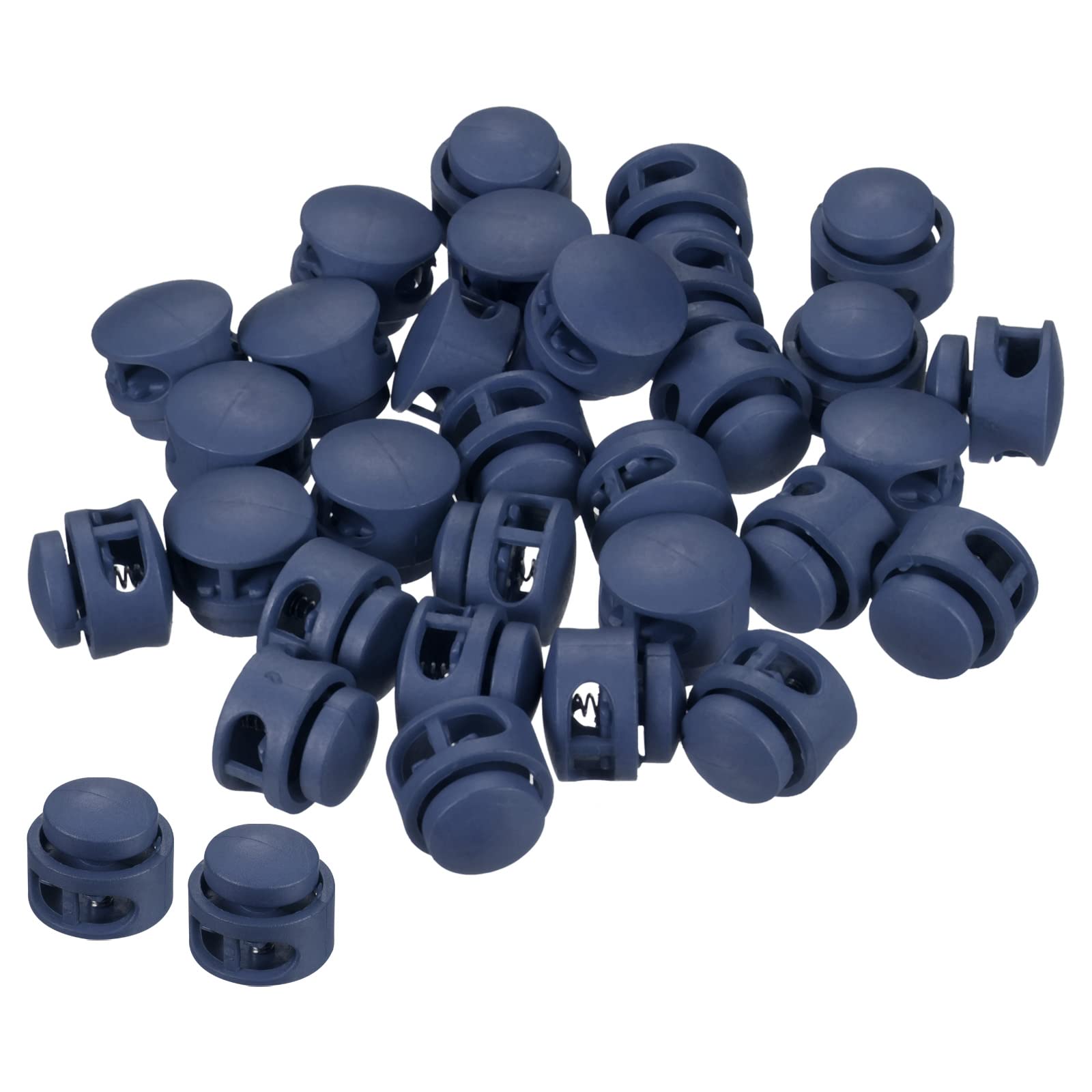 PATIKIL Cord Locks, 100 Pack Round Spring Toggle Stopper for Drawstring Bag Shoelaces, Navy Blue