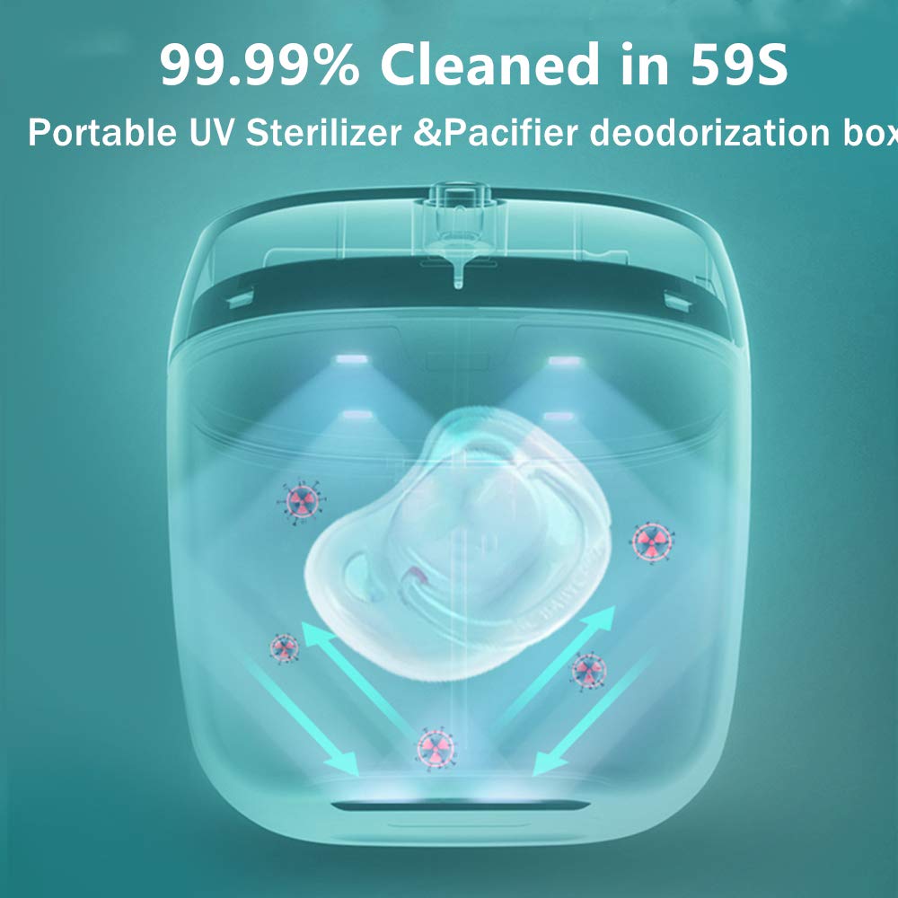 Pacifier Sanitizer U-V-C Portable Sterilizer USB Rechargeable 99.99% Cleaned in 59 Seconds : Baby