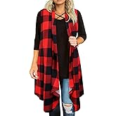 CARCOS Plus Size Cardigan for Women Solid Color/Star/Plaid/Striped Open Front Tops XL-5XL