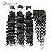 Miss CARA Brazilian Hair Deep Wave 3 Bundles with Closure Human Hair Bundles (18 20 22+16, Free Part) Brazilian 3 Bundles 100% Unprocessed Virgin Deep Curly Bundles Human Hair Extension Natural Color