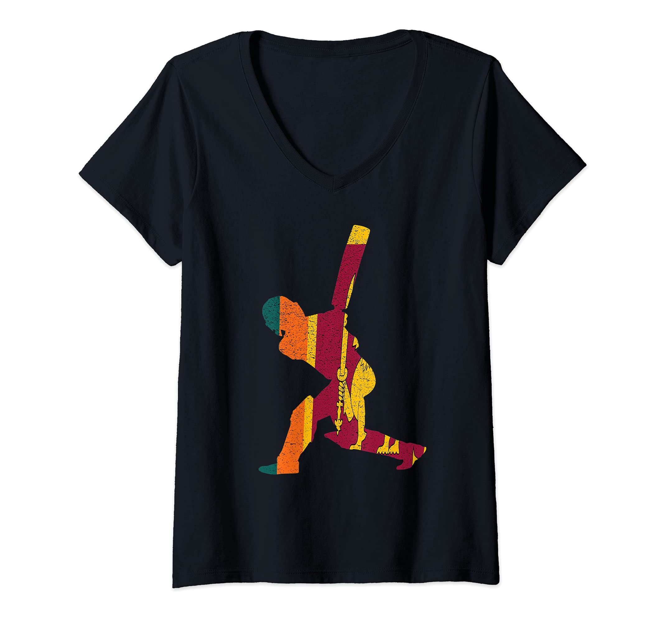 Womens Sri Lanka Cricket Batsman Batting International Fan Tee V-Neck T-Shirt
