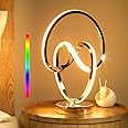 airnasa Modern Spiral RGB Table Lamp, Touch Dimmable LED Small Bedside Lamp, Modern Nightstand lamp with 10 Lighting Modes, Cool Lamps for Bedroom Living Room, Unique Lamps for Wish List, Sliver