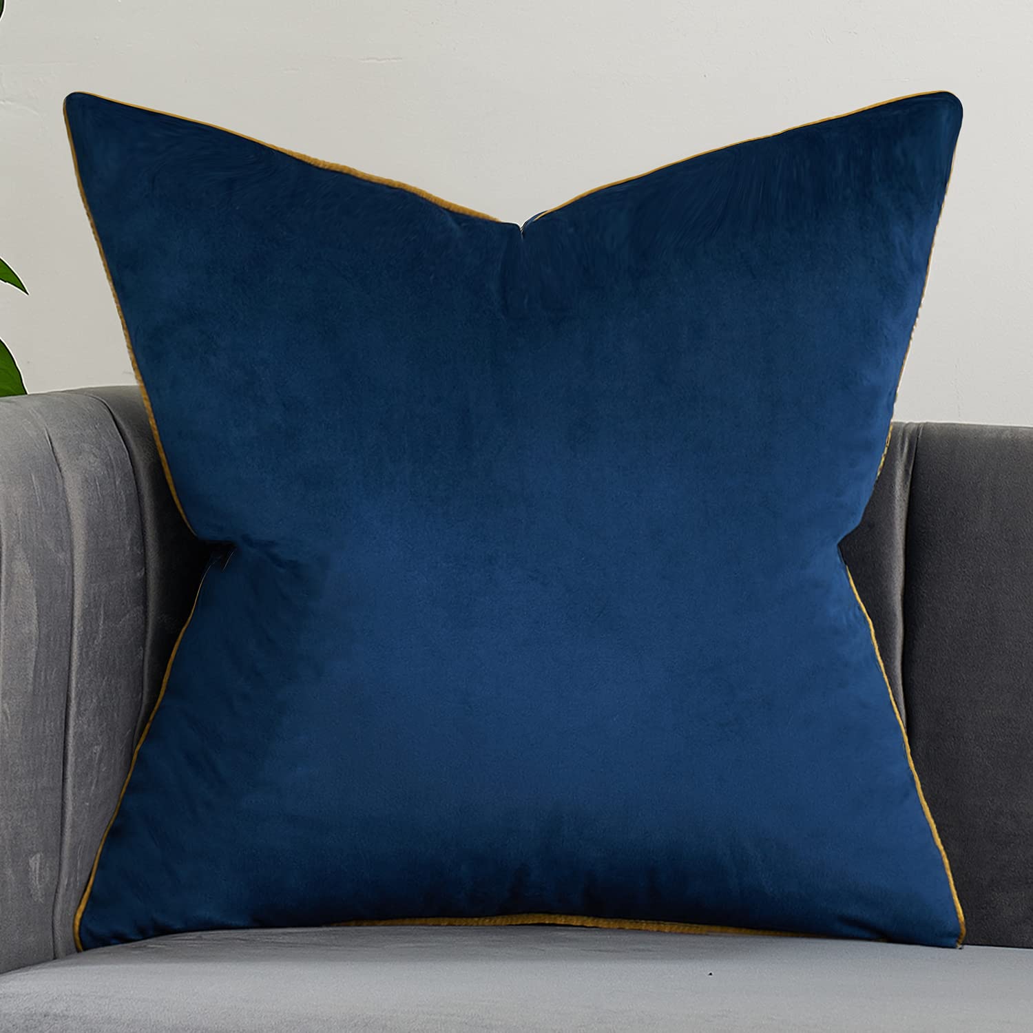 Avigers 20 x 20 Inches Navy Blue Solid Cushion Case Luxury European Throw Pillow Cover Decorative Pillow for Couch Living Room Bedroom Car