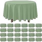 YIDAKO 24pcs Sage Green Plastic Tablecloths Round Light Green Tablecloth Waterproof Disposable Round Sage Table Cover for Birthday Bridal Wedding Baby Shower Party Decorations,84Inch