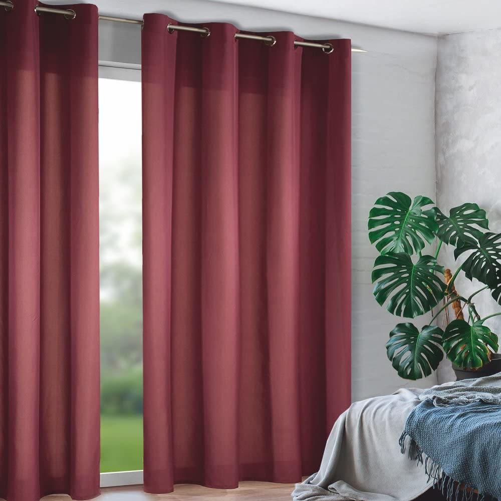 GardinenOutlet Tim Eyelet Curtain, Mauve, Approx. 240 x 135 cm