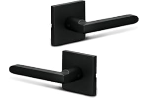 Berlin Modisch Dummy Lever Door Handle Pack of 2 Slim Square Non-Turning Single Side Pull Only Lever Set [for Closet or French Doors] Heavy Duty - Iron Iron Black Finish