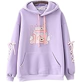 Cuteighteen womens Japanese Casual Lolita Kawaii Graphic Hoodie Loose Fit Hooded Sweatshirt