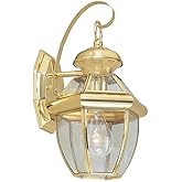 Livex Lighting 2051-02 Monterey 1 Light Outdoor Polished Brass Finish Solid Brass Wall Lantern with Clear Beveled Glass