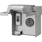 SURAIELEC 30 Amp RV Outlet Box with Breaker, 125V NEMA TT-30R, Weatherproof Power Box with 30 Amp RV Receptacle, Lockable Outdoor Electrical Box for Campers, Trailers, ETL Listed