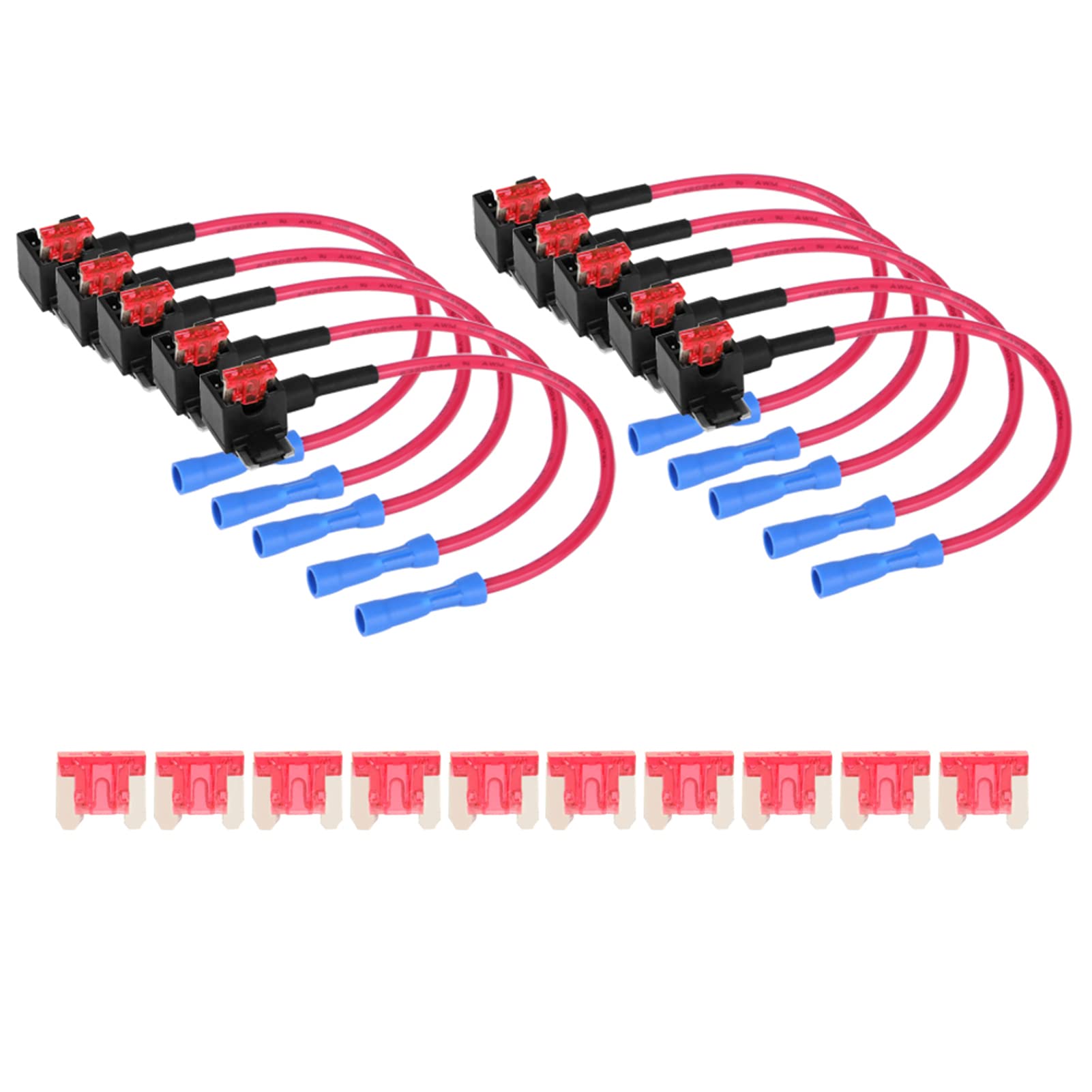 Car Adapter, 10pcs Car Add Circuit Tap Adapter Mini Micro Adapter Circuit Adapter Blade Holder With 10A Blade (Micro Mini Type) Auto maintenance tools