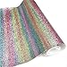 ZAIONE Rainbow Stripe Fine Glitter Fabric 8” x 53” (21cm x 135cm) Roll Canvas Back Sparkle Sheet Roll Leather Bows Crafts Decor for Shoes Bag Sewing Patchwork DIY Applique (Pastel Rainbow)