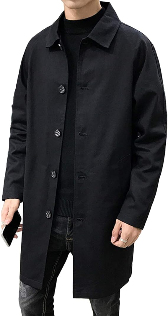 Amazon ステンカラーコート メンズ スリム ビジネスコート 紳士 ロング ビジネス コットン トレンチコート カジュアル アウター 春 秋 冬 コート ジャケット 通販