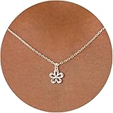 GUOKE Silver Necklace for Women, 14K White Gold Plated Dainty Infinity Bead Star of David Starfish Sun Hummingbird Butterfly Flower Palm Tree Plane Sunflower Pendant Necklaces Simple Jewelry