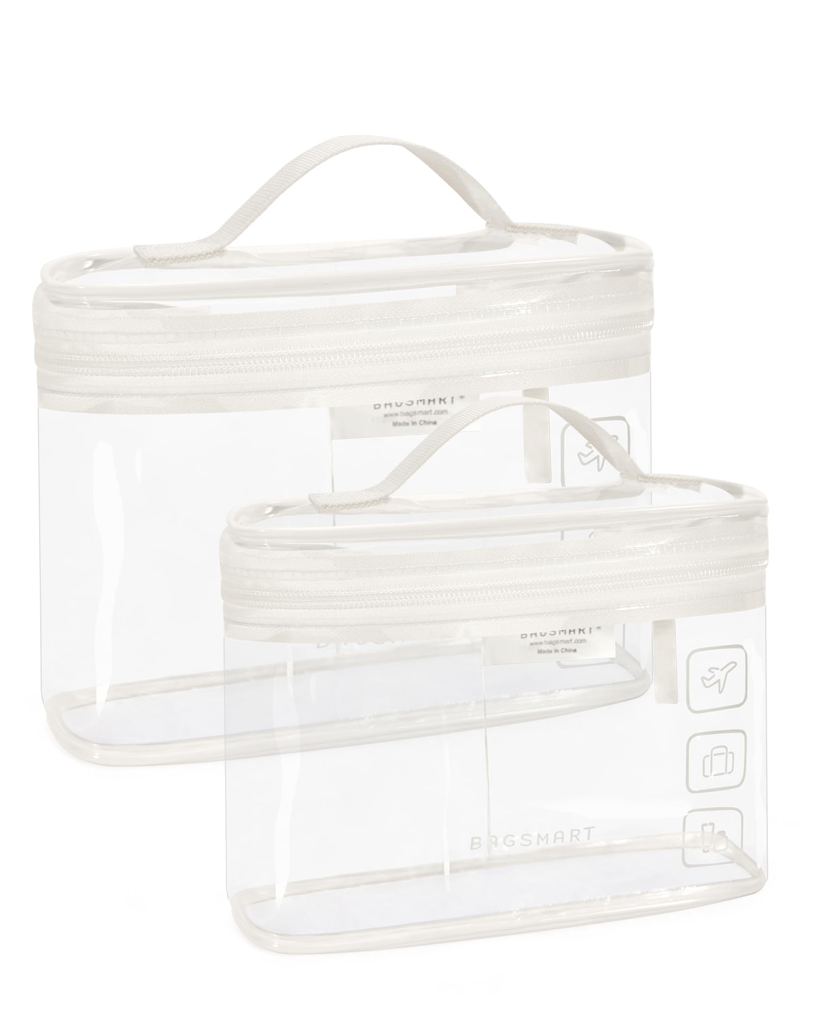 Photo 1 of BAGSMART TSA Approved Toiletry Bag, 2 Pack Clear Makeup Cosmetic Bag Organizer, Quart Size Travel Bag for Toiletries, Carry-on Travel Accessories Essentials, White-2pcs