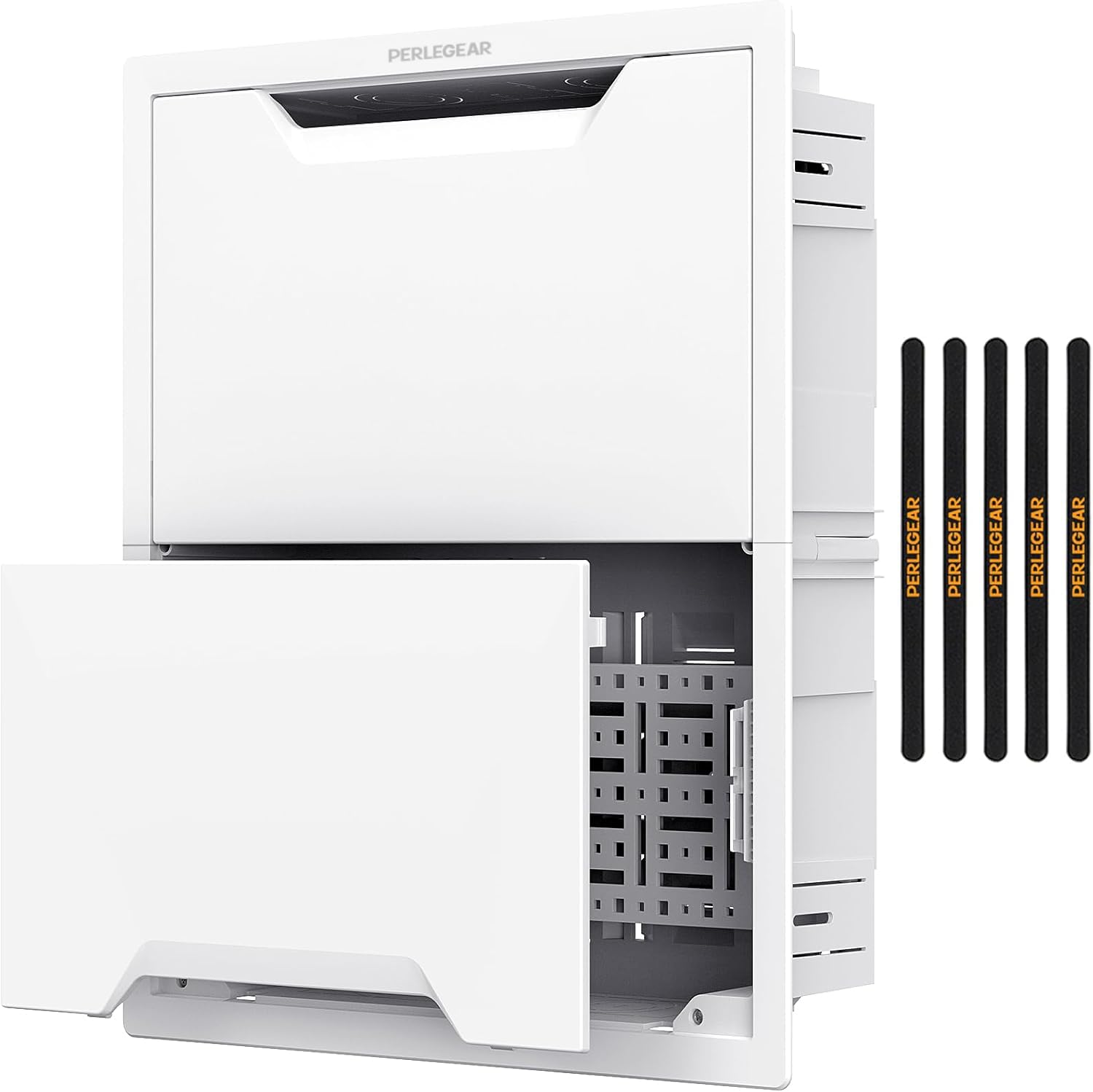 Photo 1 of Perlegear 17? in-Wall Media Box, Electrical Box, Recessed Outlet Box and Media Enclosure for One Connect Box & Network Switches, Cable Management Kit with Cutting Template, Dust Bag & Drywall Saw