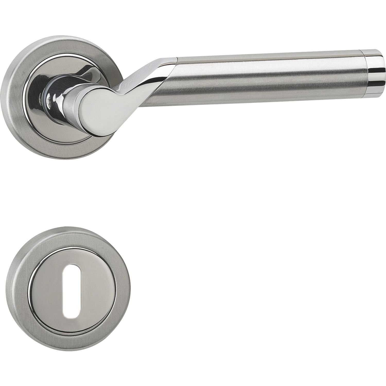 Marchesi Odin Door Lock Set with warded Lock in Rosary Style Made from Chrome-Plated Brass and Stainless Steel, 1900.160.219.M