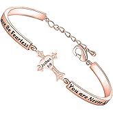 FEELMEM Joshua 1:9 Bible Verse Bracelet Be Brave Be Fearless You Are Never Alone Christian Cross Bracelet Religious Gifts