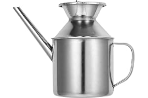 HOMSFOU Stainless Steel Oil Container 200Ml Filtered Dispenser for Kitchen Use with Vinegar and Soy Sauce