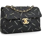 CHANEL Women's Pre-Loved Black Canvas Half Flap Maxi Bag