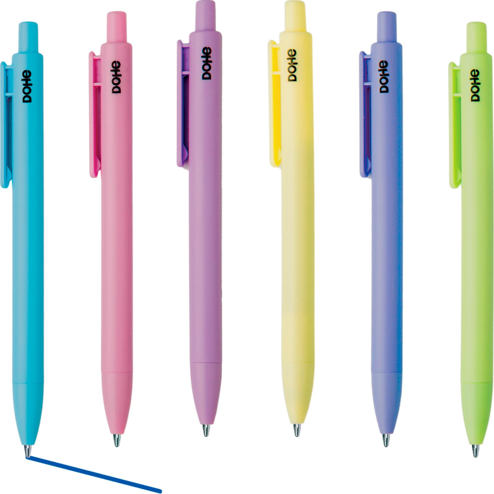 Dohe 79600 - Pens in pastel colors, ink color blue, pack of 6 units