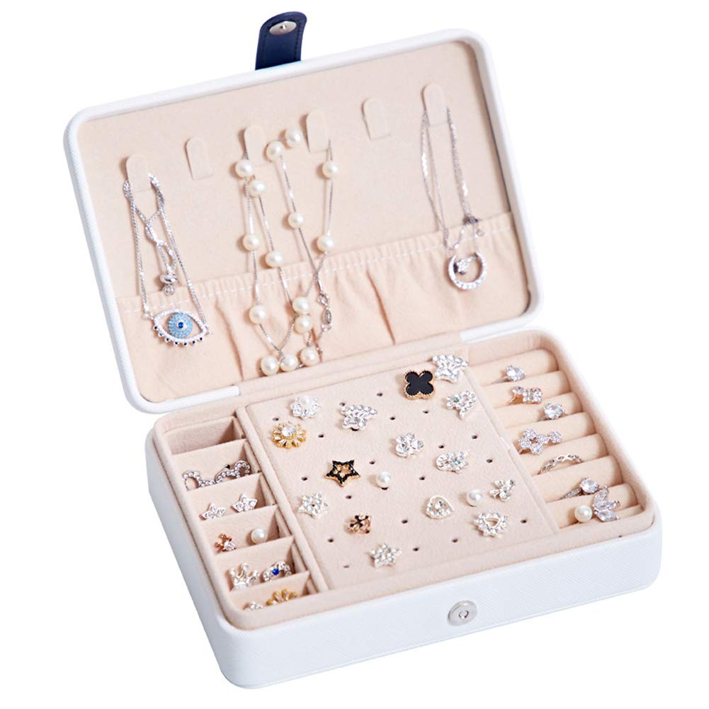 kabinga Portable Earrings Ring Storage Box Multifunction PU Nail Board Fresh and Simple Ear with Hook White Women's M
